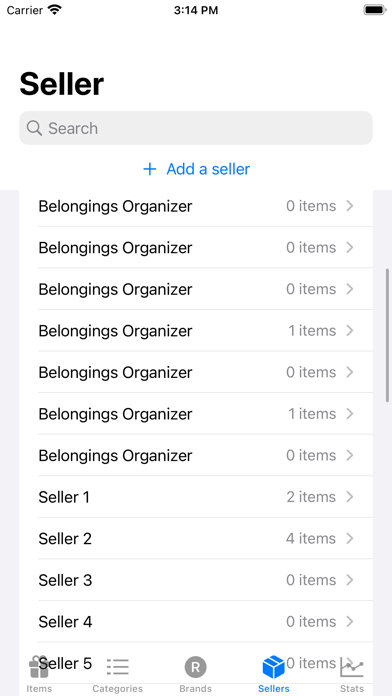 Belongings Organizer Screenshot