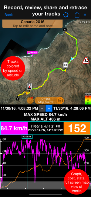 ‎มาตรวัดความเร็ว 55 Pro ชุด GPS. ภาพหน้าจอ