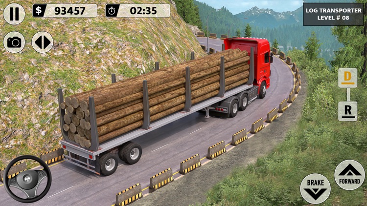 Log Transporter Truck Driving