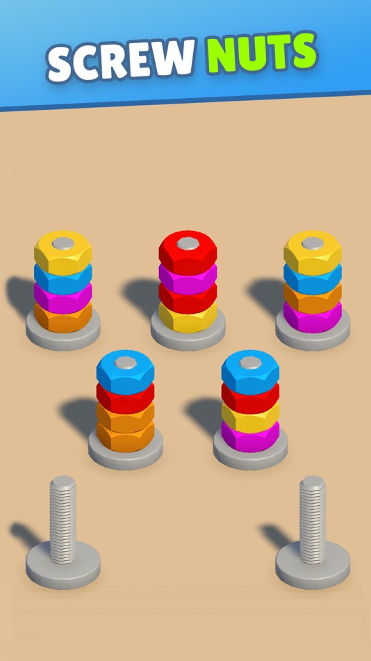 #4. Screw Nuts & Bolts Color Sort (iOS) By: Rugile Mazoriukaite