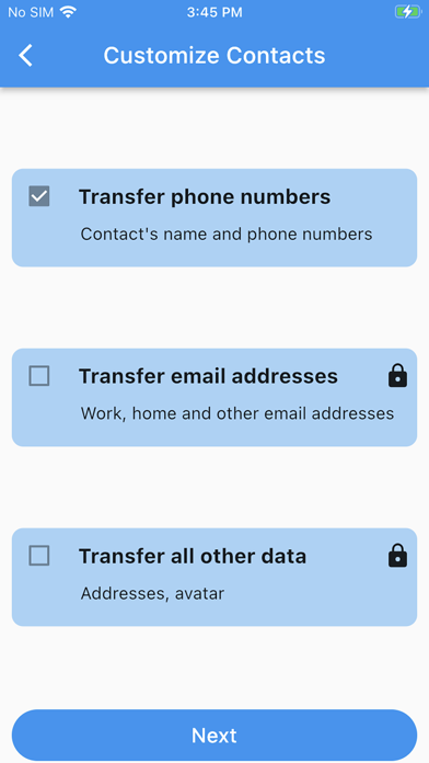 Contact Transfer App Screenshot