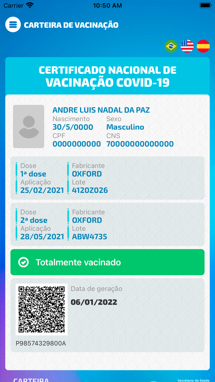 Carteira de Vacinação Digital