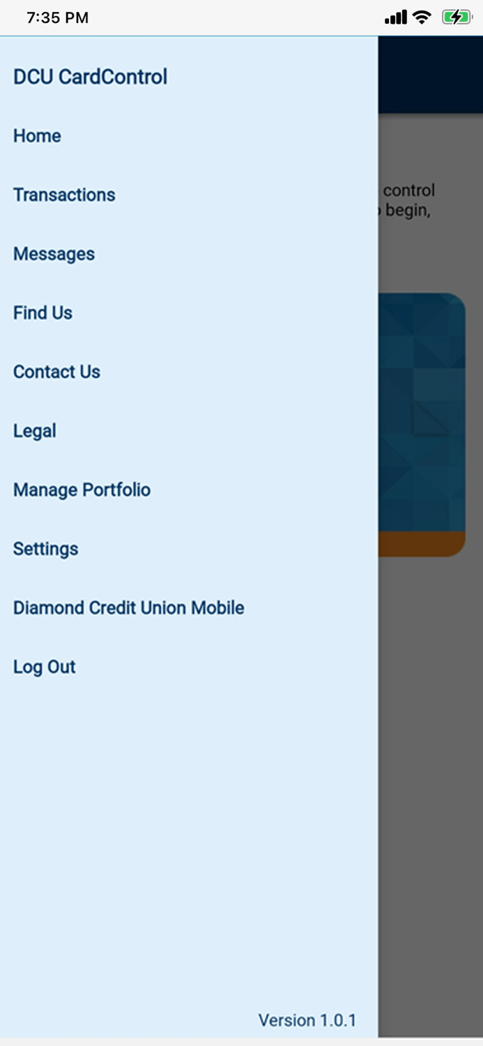 Diamond CU Debit Card Control