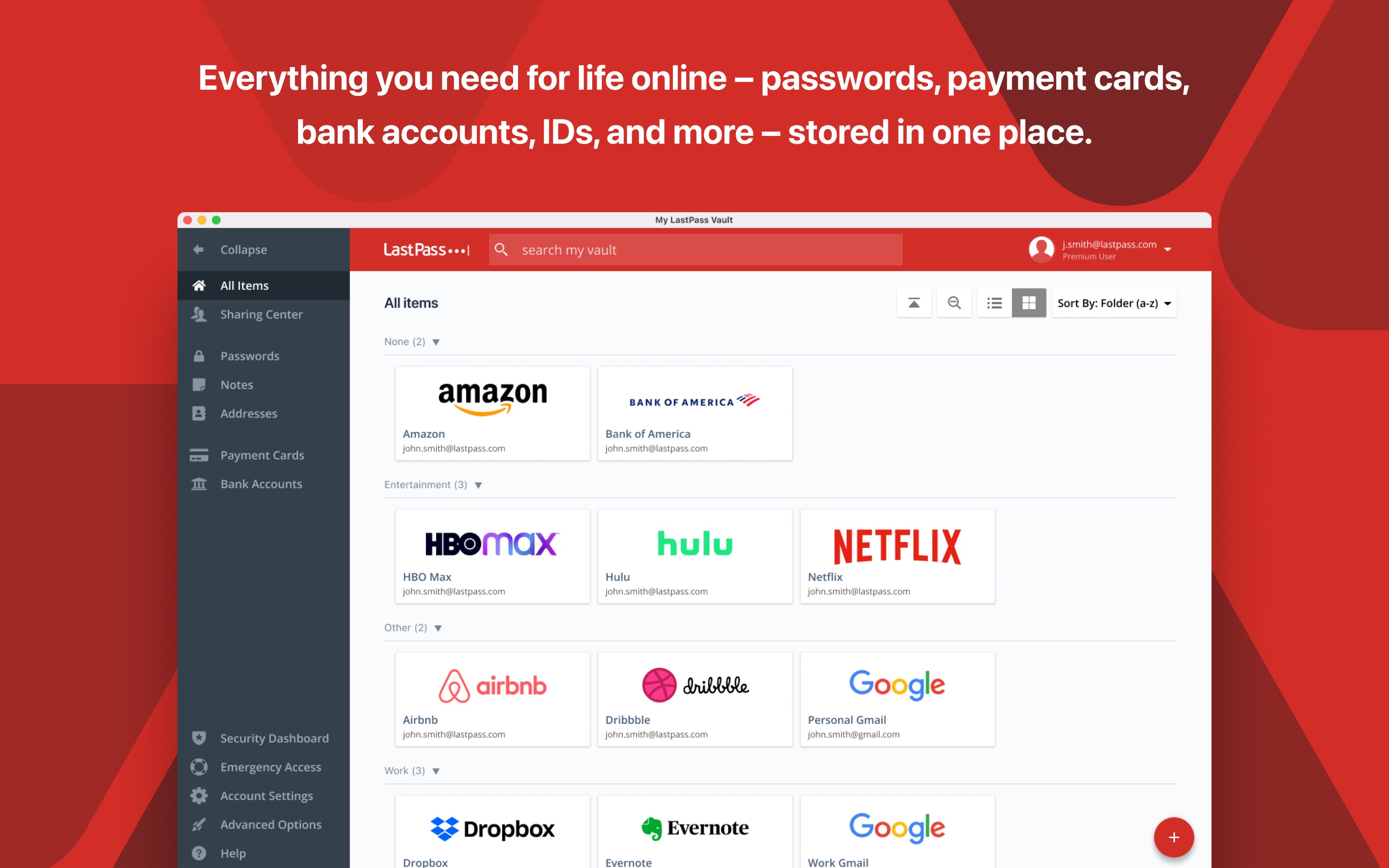 Screenshot do app LastPass Password Manager