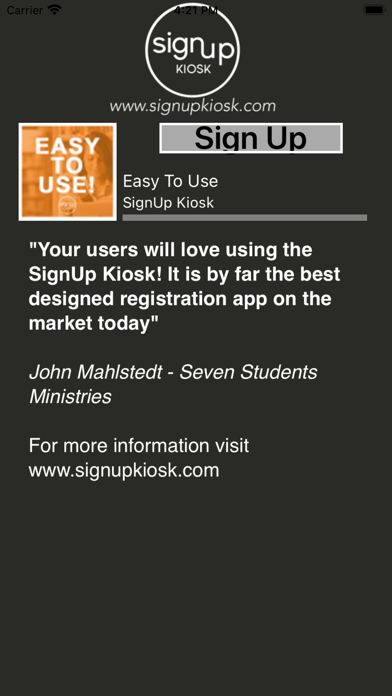 Signup Kiosk Screenshot