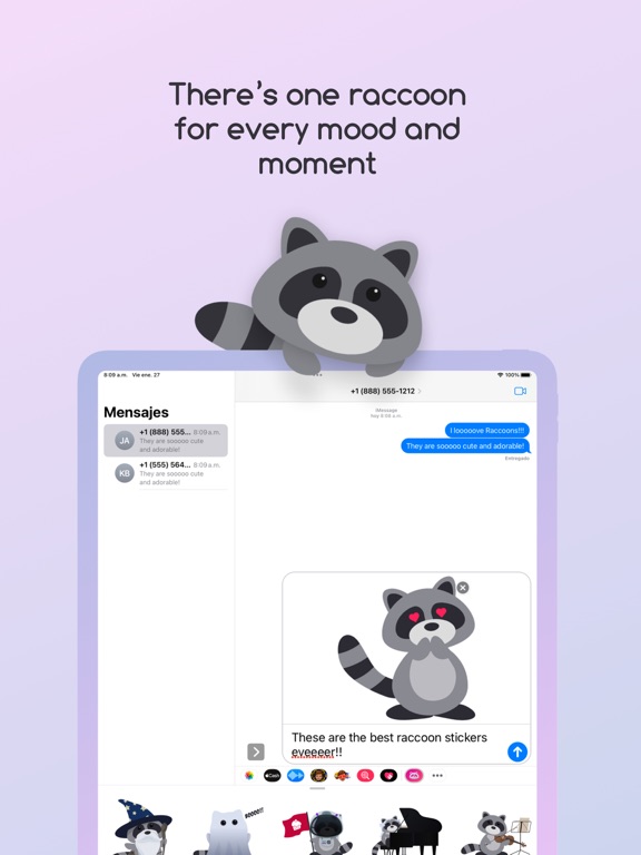 Screenshot #6 pour Cute Raccoon · Sticker Pack