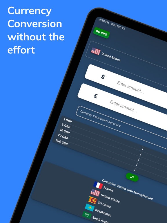 MoneyNomad Currency Converter iPad screenshot 1 - Travel app