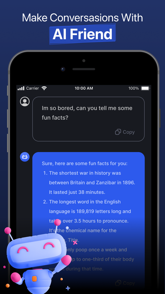 #7. AskGenie: Chatbot AI Assistant (iOS) بواسطة: Busicard.io