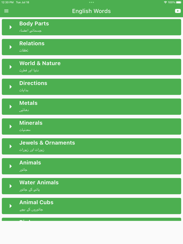 Daily Words English To Urdu