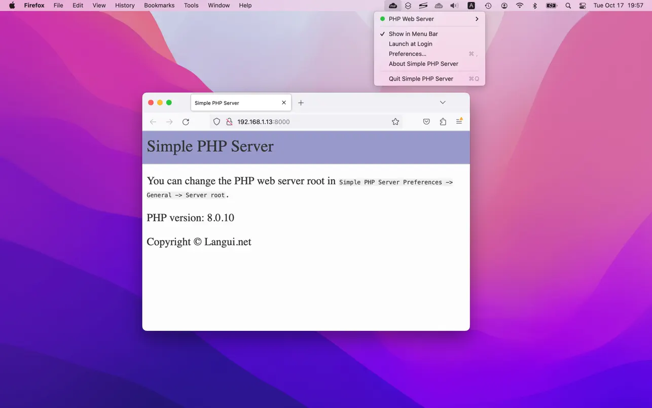#2. Simple PHP Server (macOS) Göre: 兰桂 吴