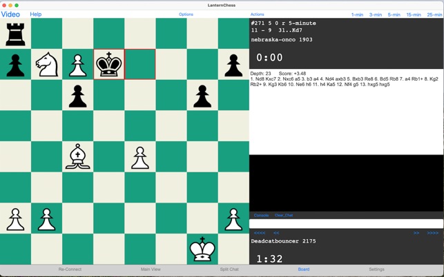 Chess Engine Analysis in Lantern Interface to Chessclub.com