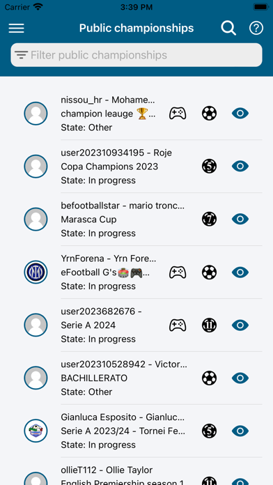 Championships and Tournaments Screenshot