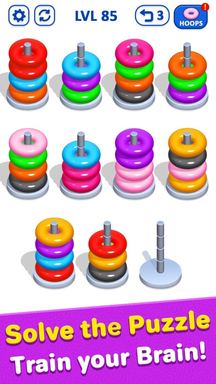 Hoop Stack Puzzle - Sort Color