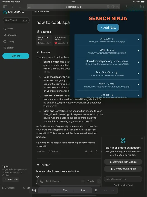 App screenshot for Search Ninja for Safari