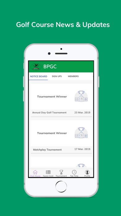 BPGC Golf App Screenshot