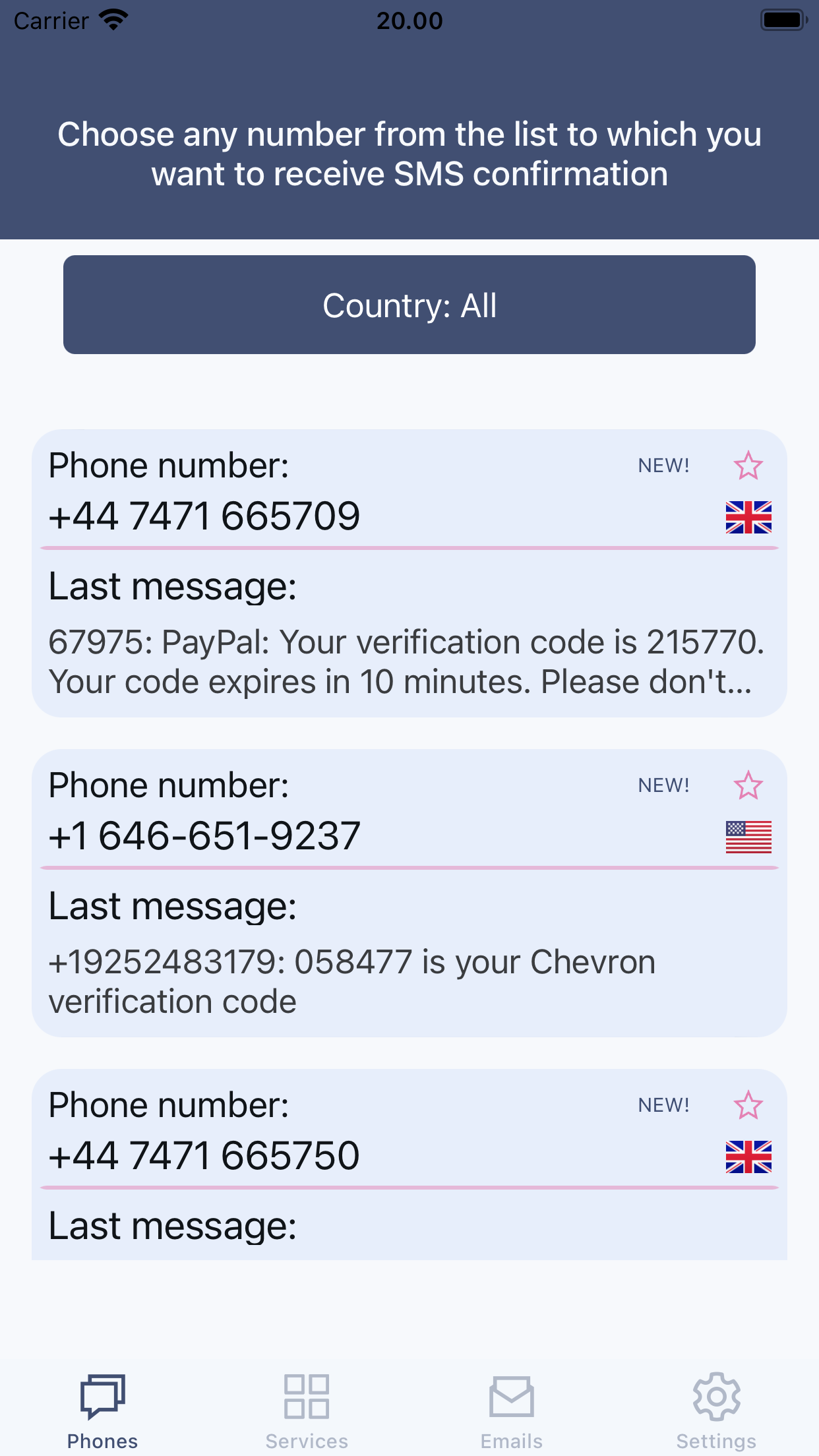 SMS & Email: Confirm