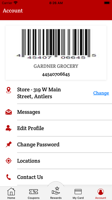 Gardner Grocery Rewards Screenshot