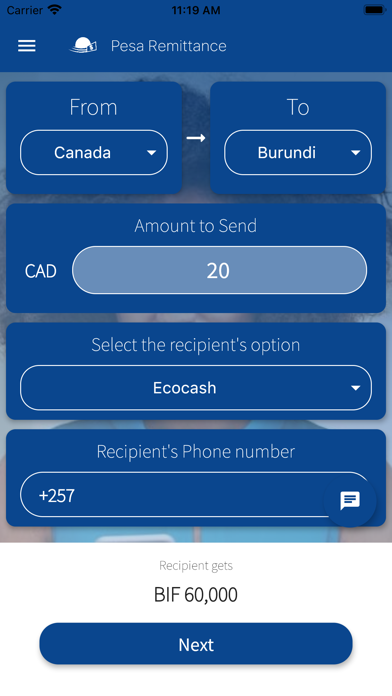 Pesaremittance Screenshot