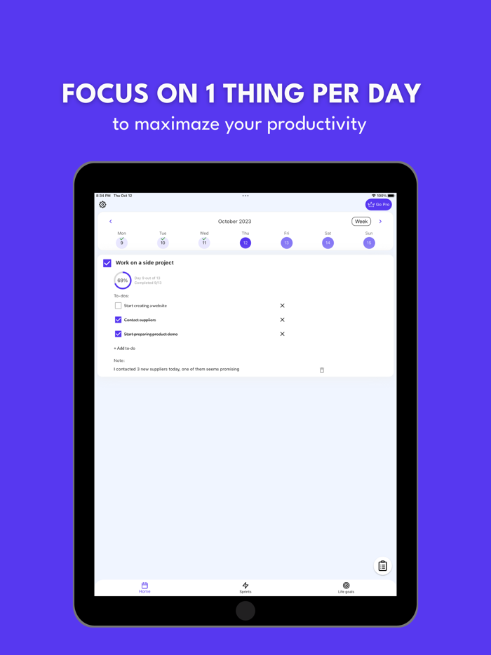 Goal Sprinter - Focus on goals
