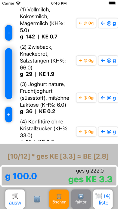 calcCarbo Screenshot