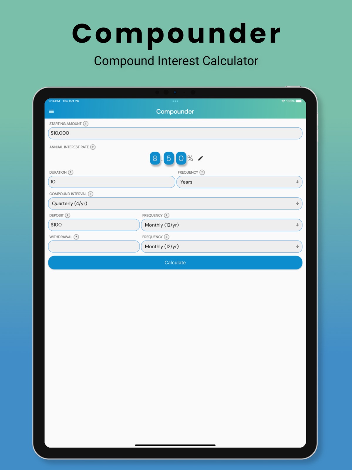 Compounder ipad screenshot 1