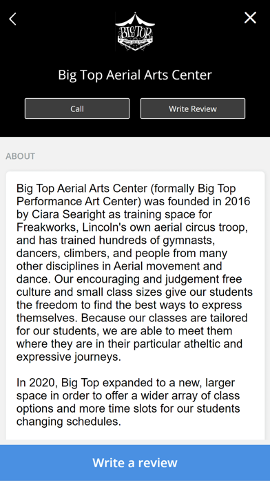 Big Top Aerial Arts Center Screenshot