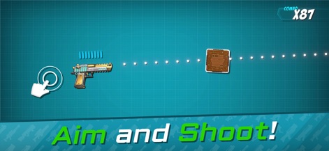 Shoot the Box: Gun Game - See how the app guides users with a clear aiming reticle and tracks impressive combos for satisfying gameplay.