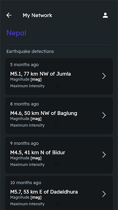 Grillo Earthquake App Screenshot
