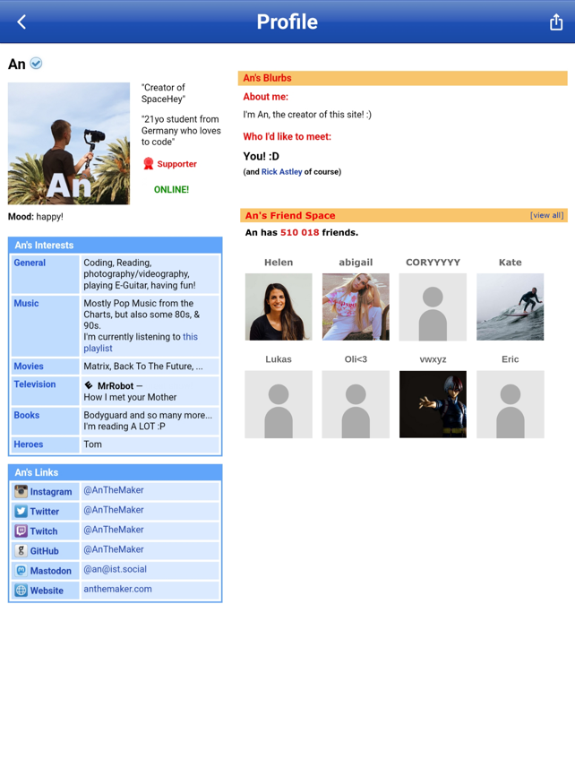 SpaceHey Mobile Screenshot
