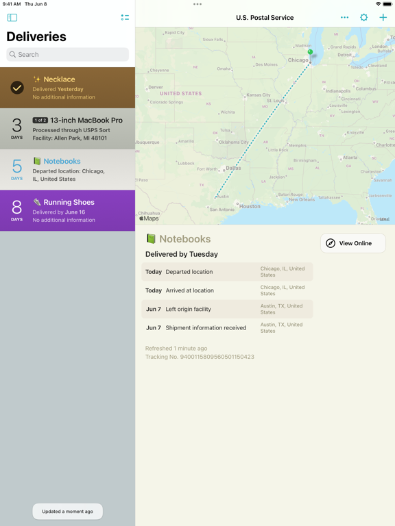 Screenshot #1 for Deliveries: a package tracker