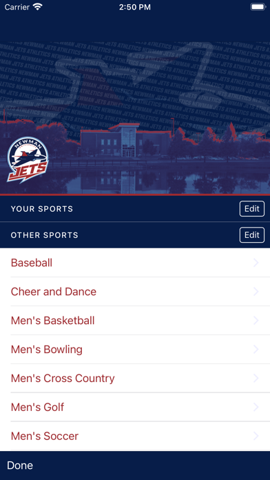 Newman Jets Athletics Screenshot