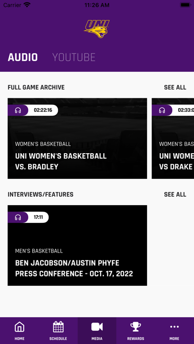 UNI Panther Athletics Screenshot