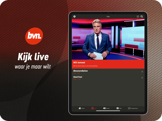BVN Live iPad app afbeelding 2