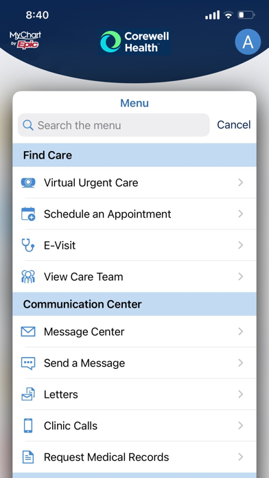 Corewell Health App Screenshot