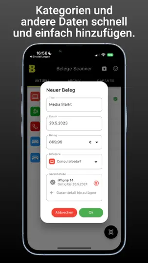 Captura de pantalla de Belege Scanner en iPhone 2