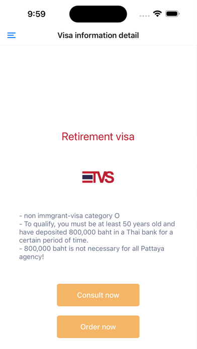 TVS-Thailand Visa Services Screenshot