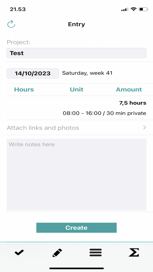 #1. Time Recording - Entry (iOS) 由: Pixilog ApS