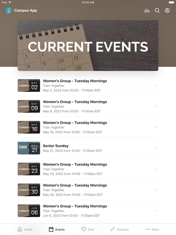Campus Church App iPad screenshot 2 - Lifestyle app