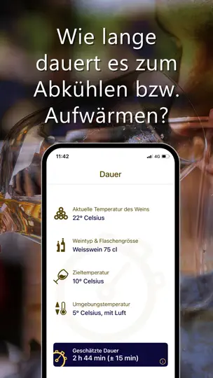 Screenshot von Weintemperaturen auf dem iPhone 4