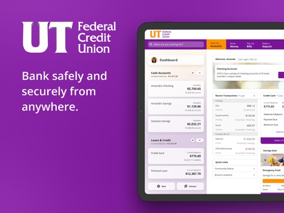 UT Federal Credit Union iPad screenshot 1 - Finance app
