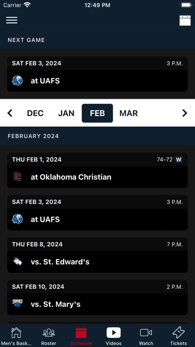 DBU Athletics Screenshot