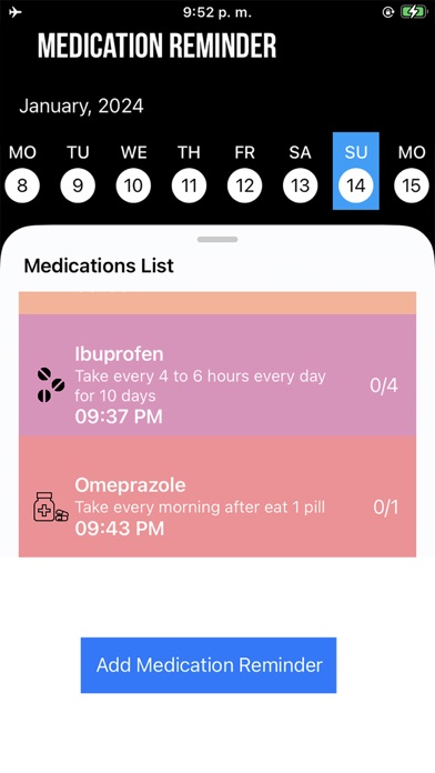 Medication reminder . Screenshot