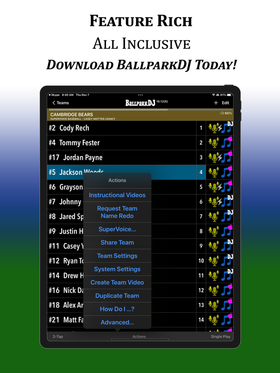 BallparkDJ Walkout Intros iPad screenshot 8 - Sports app