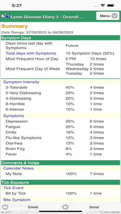 Lyme Disease Diary 3 Screenshot