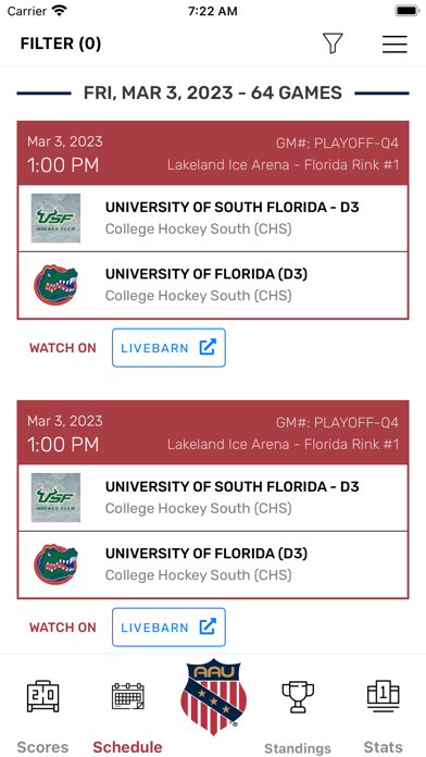 AAU College Hockey Screenshot