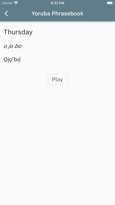 Yoruba Phrasebook Screenshot