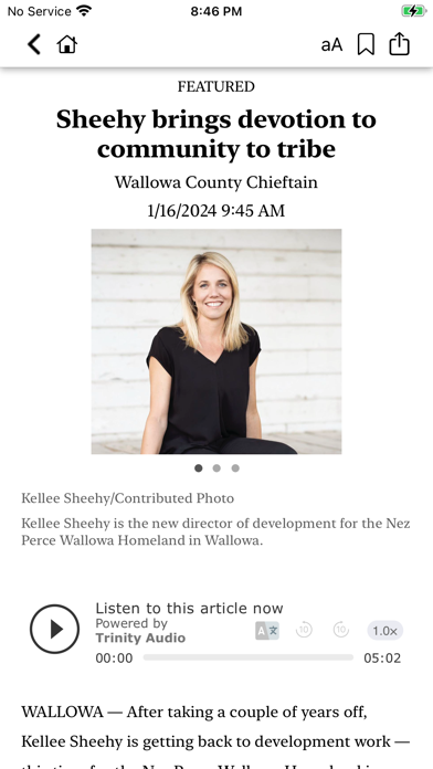 Wallowa County Chieftain: News Screenshot