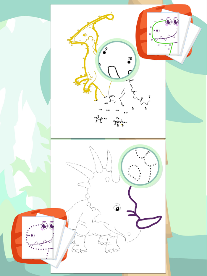 Connect and paint dinosaurs