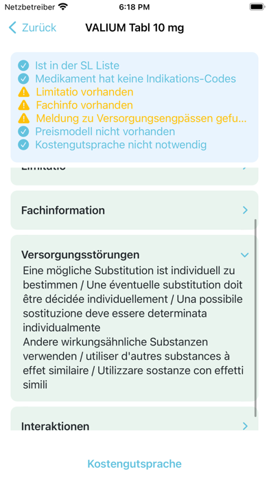 Medikamente & Kostengutsprache Screenshot