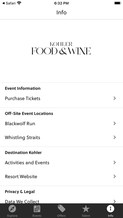 Kohler Food and Wine Screenshot